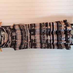 Beige and black cowl neck dress